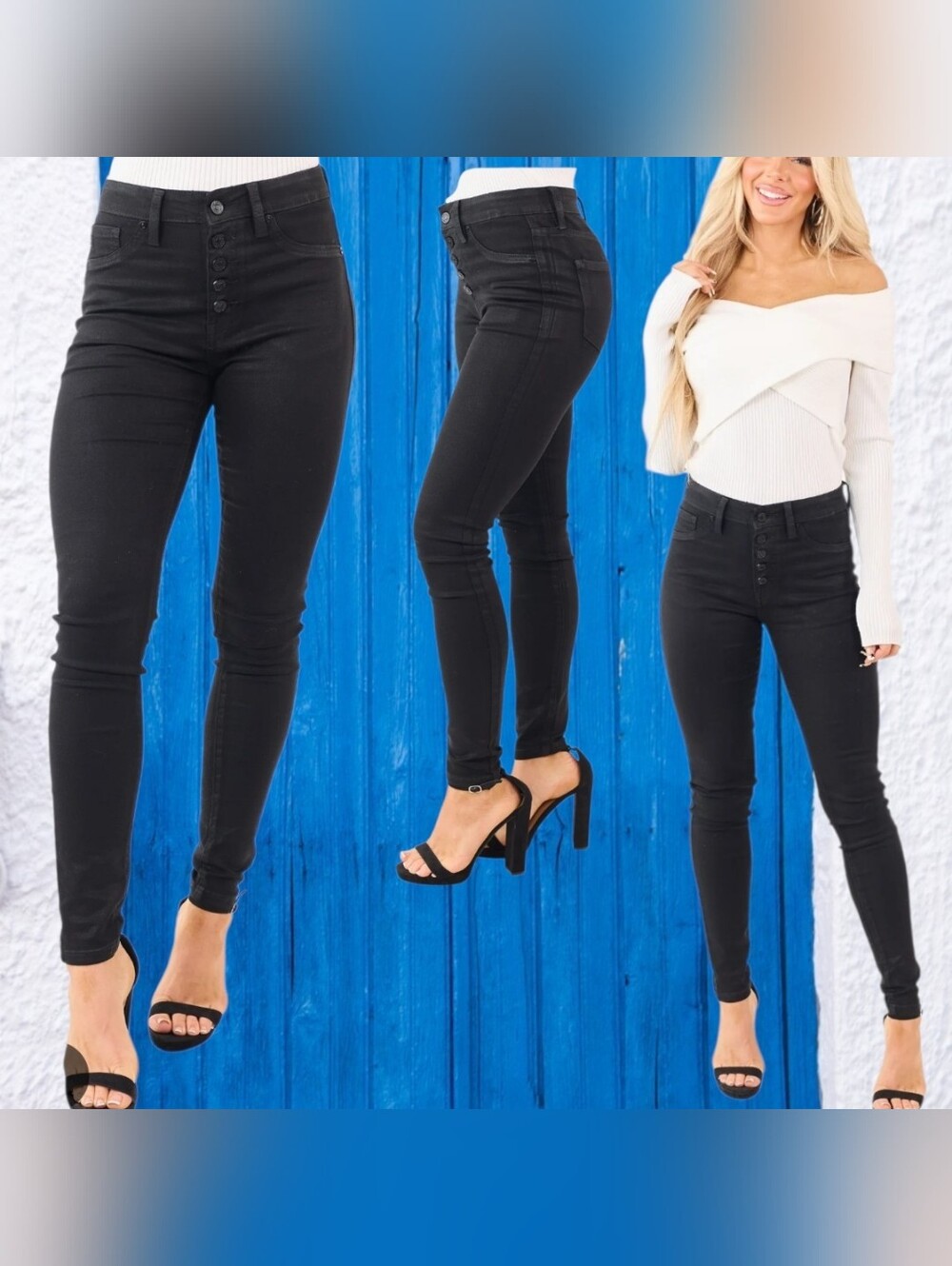 KanCan Black High-Rise Skinny Jeans with Button Fly